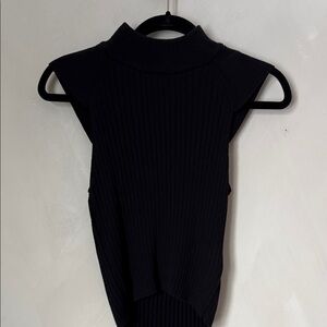 Varley Black Petal Sleeveless Ribbed Knit Top